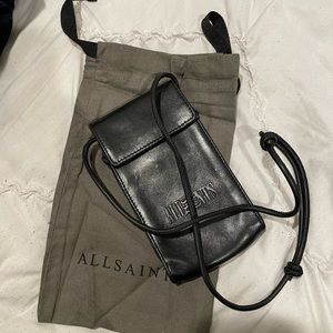 ALLSAINTS Leather phone/wallet necklace